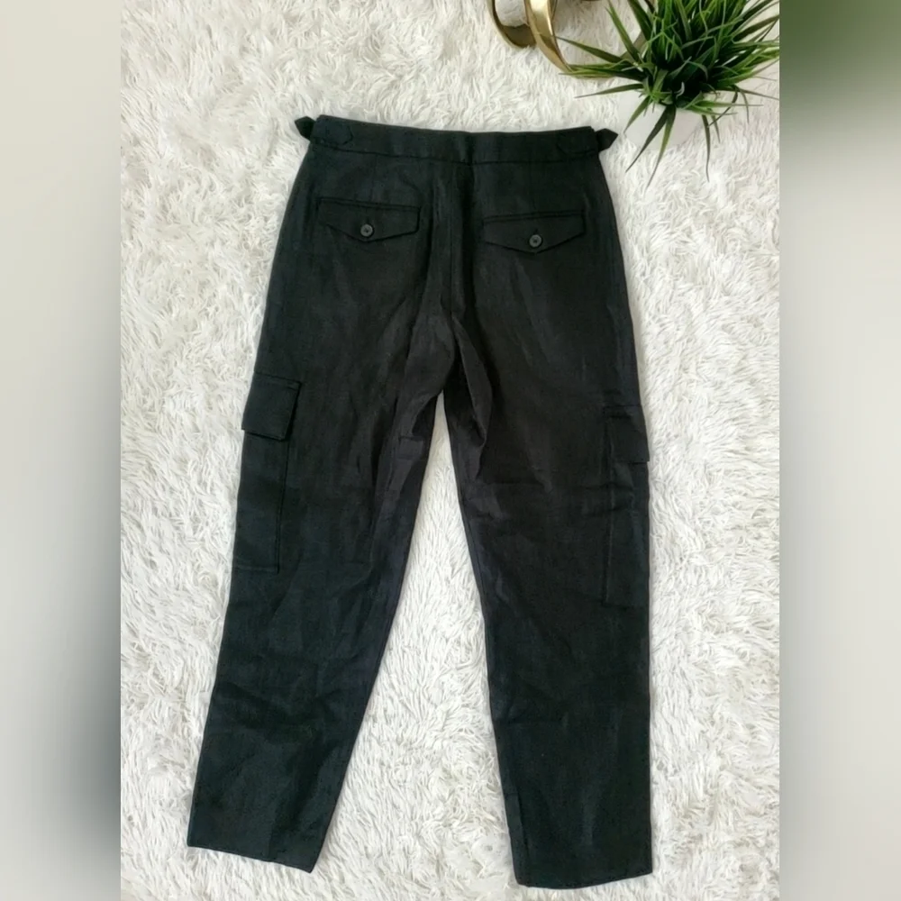 Banana Republic Heritage Expedition Linen Cargo Pants Black Size 0 NWT RT$130